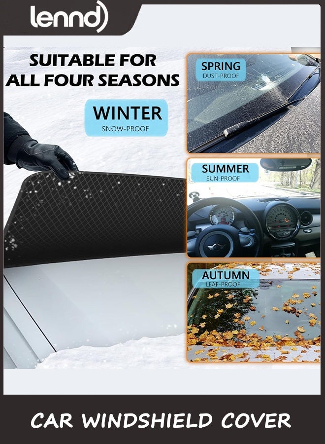 LENND Car Windshield Cover for Ice and Snow - Universal Windshield Snow Cover with Side Window and Rearview Mirror Protector, Durable Magnetic Winter Frost Hail Guard, Suitable for Most Cars,SUV,Truck - Image 5